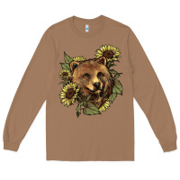 Toasted Coconut bear head sunflowers Long Sleeve Tee - NancyCooperArtShop