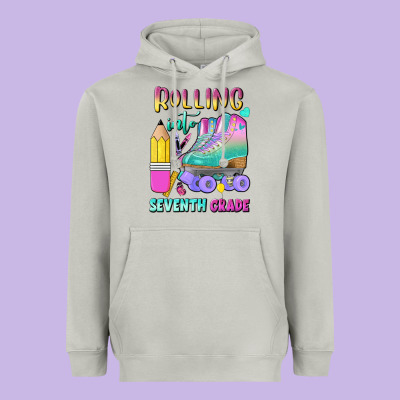 Rolling Into Seventh Grade Heavyweight Hoodie Designed By Bundleandbundleshop