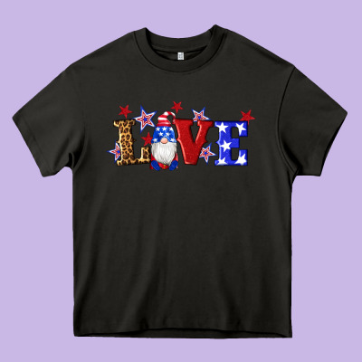 American Flag Gnomes Love Heavy Core Tee Designed By Artiststas