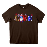 Chocolate Brown american flag gnomes love Heavy Core Tee - Artiststas