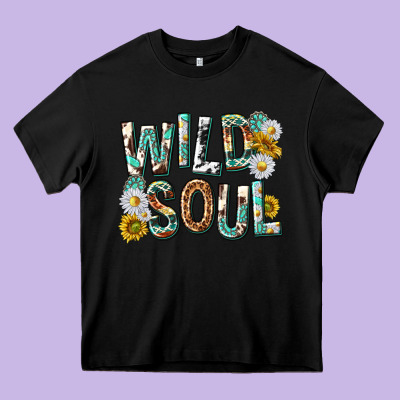 Western Wild Soul With Sunflowers Heavy Core Tee Designed By Texasbilliewilder