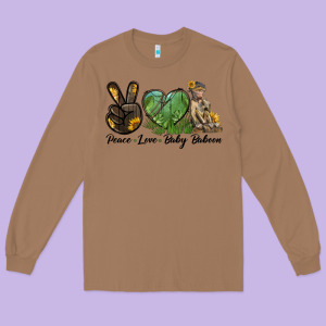 Peace Love Baby Baboon Long Sleeve Tee Designed By Lillyallendesigns