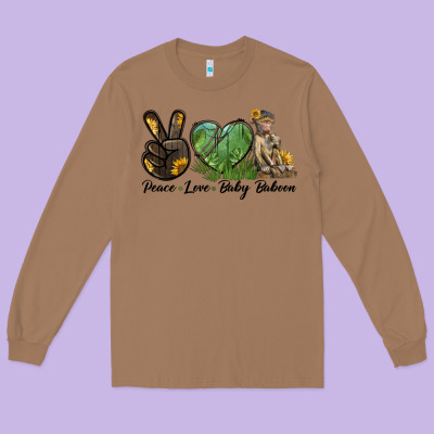 Peace Love Baby Baboon Long Sleeve Tee Designed By Lillyallendesigns