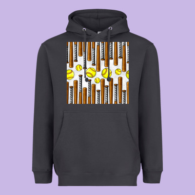 Softball Bat Seamless Pattern Heavyweight Hoodie Designed By Bundleandbundleshop