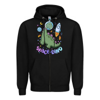 Black space dino Zipper Hoodie - MaliasSmallBusiness