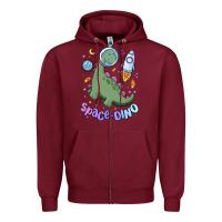 Burgundy space dino Zipper Hoodie - MaliasSmallBusiness
