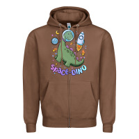 Chestnut space dino Zipper Hoodie - MaliasSmallBusiness