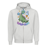 Dove Grey space dino Zipper Hoodie - MaliasSmallBusiness