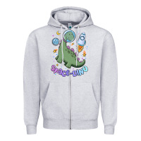Heather Grey space dino Zipper Hoodie - MaliasSmallBusiness