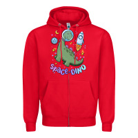 Red space dino Zipper Hoodie - MaliasSmallBusiness