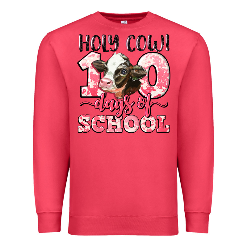 Holy Cow 100 Days Of School Premium Sweatshirt by LillyAllenDesigns | Teevron
