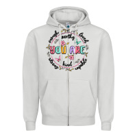 Dove Grey you are enough Zipper Hoodie - MaliasSmallBusiness