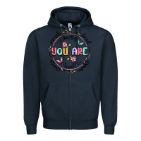 Navy you are enough Zipper Hoodie - MaliasSmallBusiness