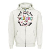 Oatmeal Heather you are enough Zipper Hoodie - MaliasSmallBusiness