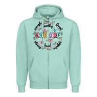 Seafoam you are enough Zipper Hoodie - MaliasSmallBusiness