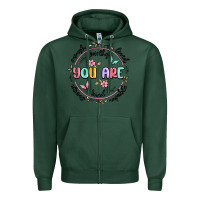 Sports Green you are enough Zipper Hoodie - MaliasSmallBusiness