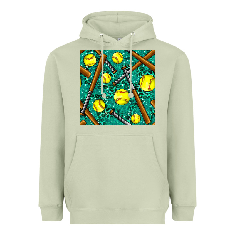 Softball Bat With Leopard And Glitter Seamless Pattern Heavyweight Hoodie by BundleAndBundleShop | Teevron