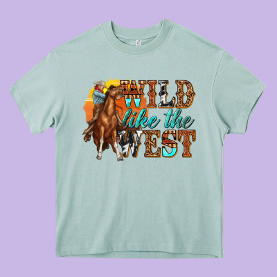 Wild Like West Heavy Core Tee Designed By Texasbilliewilder