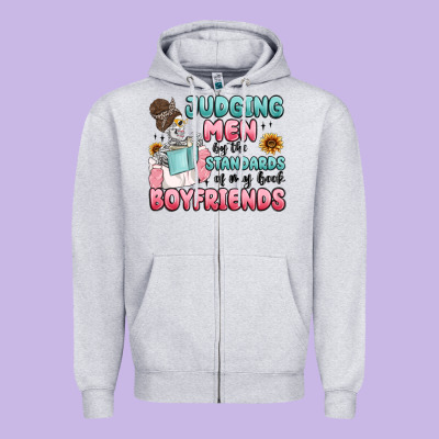 Judging Men By The Standards Of My Book Boyfriends Zipper Hoodie Designed By Maliassmallbusiness