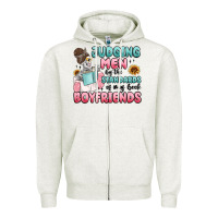 Oatmeal Heather judging men by the standards of my book boyfriends Zipper Hoodie - MaliasSmallBusiness