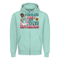 Seafoam judging men by the standards of my book boyfriends Zipper Hoodie - MaliasSmallBusiness