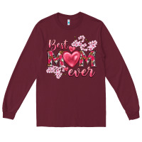 Burgundy best mom ever Long Sleeve Tee - NancyCooperArtShop