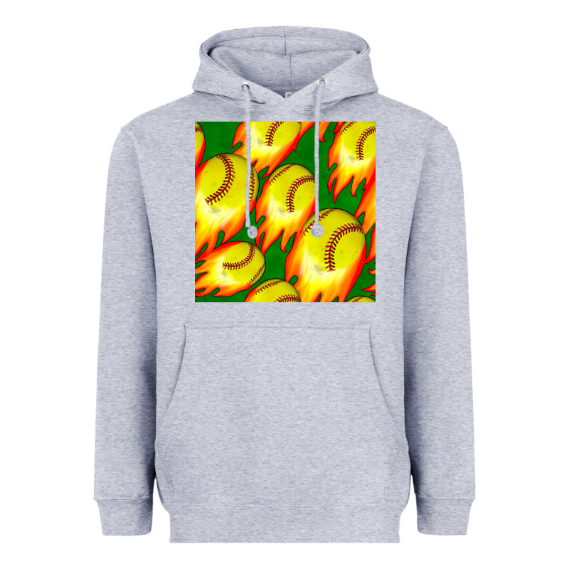 Softball Fire Ball Seamless Pattern Heavyweight Hoodie by BundleAndBundleShop | Teevron