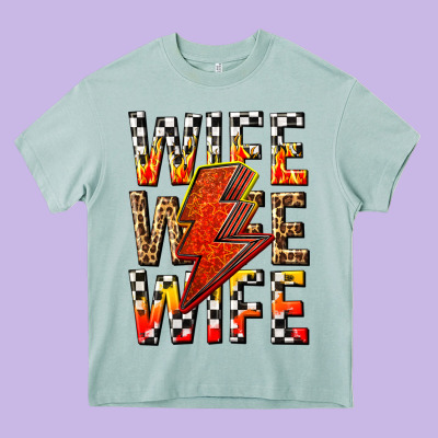 Wife Wife Wife Heavy Core Tee Designed By Texasbilliewilder