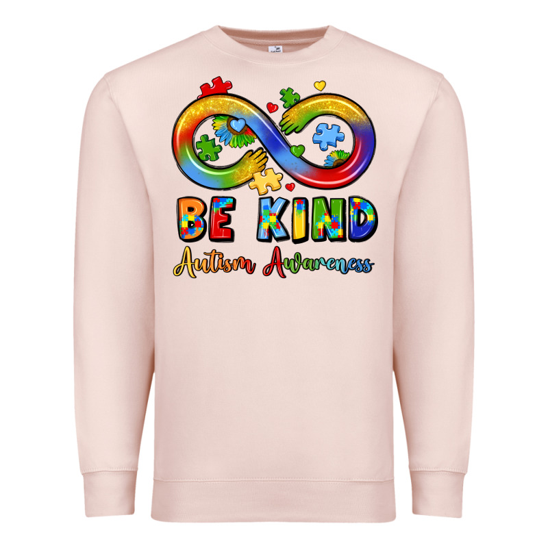 Be Kind Autism Awareness Infinity Symbol Premium Sweatshirt by LillyAllenDesigns | Teevron