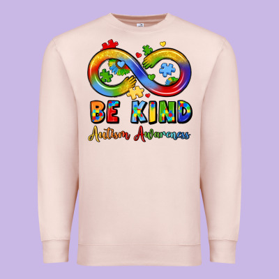 Be Kind Autism Awareness Infinity Symbol Premium Sweatshirt Designed By Lillyallendesigns