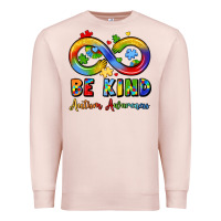 Pale Pink be kind autism awareness infinity symbol Premium Sweatshirt - LillyAllenDesigns