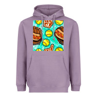 Lavender softball glove and hotdog seamless pattern Heavyweight Hoodie - BundleAndBundleShop