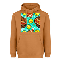 Meerkat softball glove and hotdog seamless pattern Heavyweight Hoodie - BundleAndBundleShop