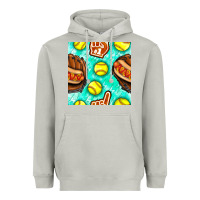 Moon Dust softball glove and hotdog seamless pattern Heavyweight Hoodie - BundleAndBundleShop