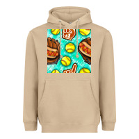 Mushroom softball glove and hotdog seamless pattern Heavyweight Hoodie - BundleAndBundleShop