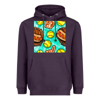 Plum softball glove and hotdog seamless pattern Heavyweight Hoodie - BundleAndBundleShop