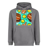 Storm softball glove and hotdog seamless pattern Heavyweight Hoodie - BundleAndBundleShop