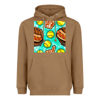 Toasted Coconut softball glove and hotdog seamless pattern Heavyweight Hoodie - BundleAndBundleShop