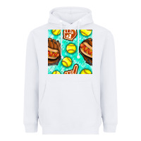 White softball glove and hotdog seamless pattern Heavyweight Hoodie - BundleAndBundleShop