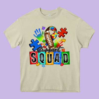 American Football Support Squad Autism Heavy Core Tee Designed By Zillion Design Studio