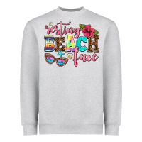 Heather Grey resting beach face Heavyweight Sweatshirt - AdoDesignShop