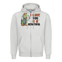 Dove Grey i love you u r beautiful frog Zipper Hoodie - MaliasSmallBusiness