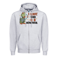 Heather Grey i love you u r beautiful frog Zipper Hoodie - MaliasSmallBusiness