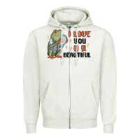 Oatmeal Heather i love you u r beautiful frog Zipper Hoodie - MaliasSmallBusiness