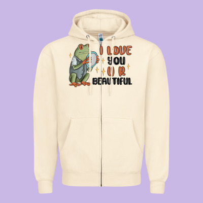 I Love You U R Beautiful Frog Zipper Hoodie Designed By Maliassmallbusiness