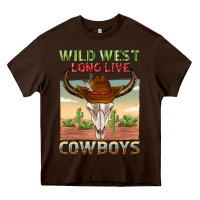 Chocolate Brown wild west long live cowboys Heavy Core Tee - texasbilliewilder