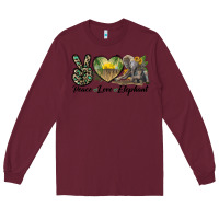 Burgundy Peace Love Elephant Long Sleeve Tee - LillyAllenDesigns