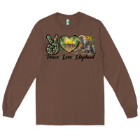 Chestnut Peace Love Elephant Long Sleeve Tee - LillyAllenDesigns