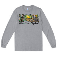 Heather Grey Peace Love Elephant Long Sleeve Tee - LillyAllenDesigns
