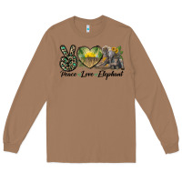 Toasted Coconut Peace Love Elephant Long Sleeve Tee - LillyAllenDesigns